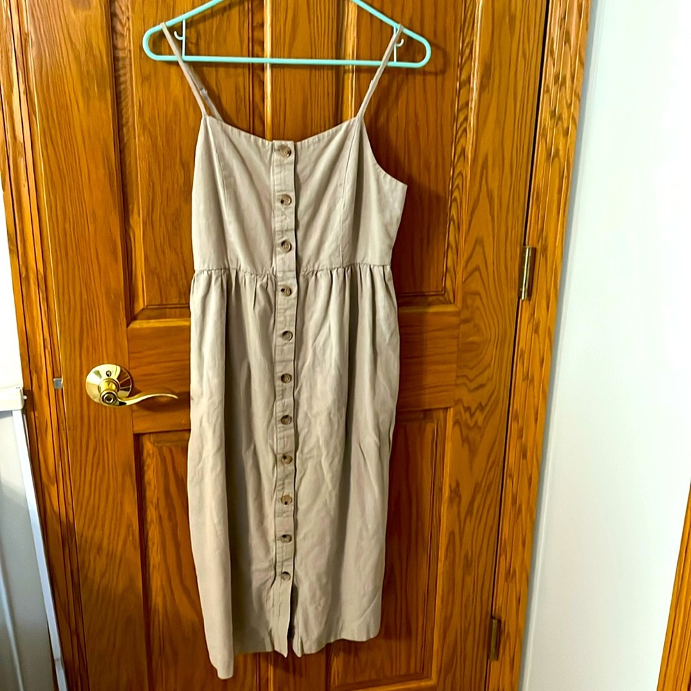 Khaki button up dress Medium